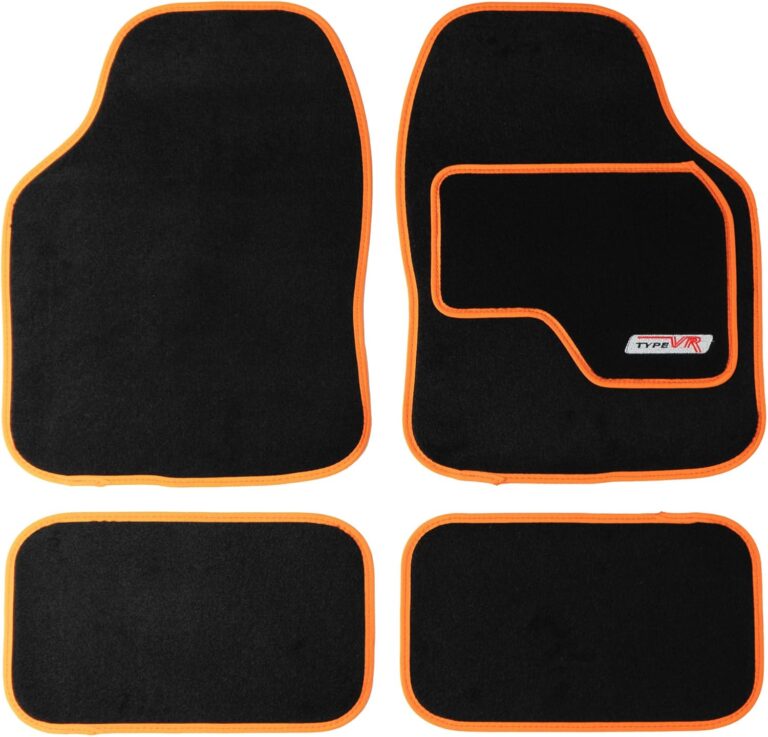 Type VR Embroidered Edging Car Mat Set – Orange
