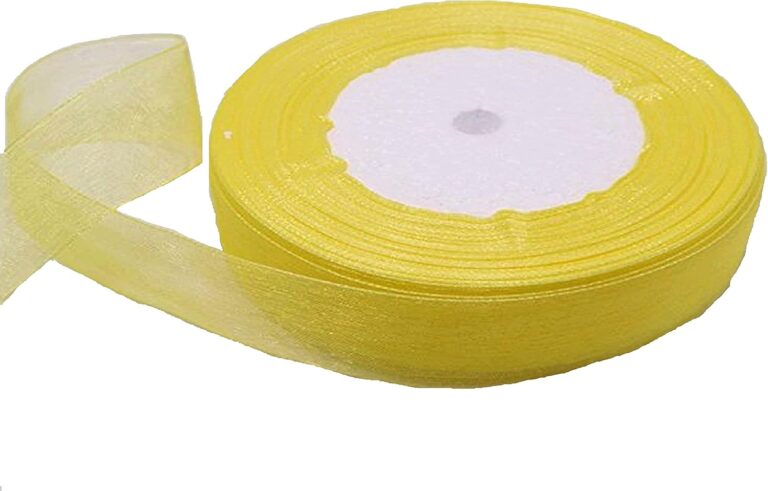 Organza Ribbon Perfect for Gifts Wrap Sew Party, Decorations Events Dress Wedding Christmas Crafts, Bows Car, Floral Balloons DIY, Bouquets, Cake (12mm, Yellow)