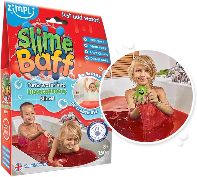 Slime Baff Red Age 3+ from Zimpli Kids, 1 Bath or 4 Play Uses, Magically turns water into gooey, colourful slime, Educational Stress Relief Slime Toy for Girls & Boys, Children’s DIY Slime Kit