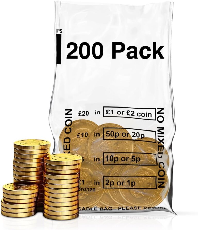 Swoosh Media Pack of 200 – Clear Plastic Money Bank Bags | No Mixed Coins Banking Bags for Change Handling Shop Business Home Office