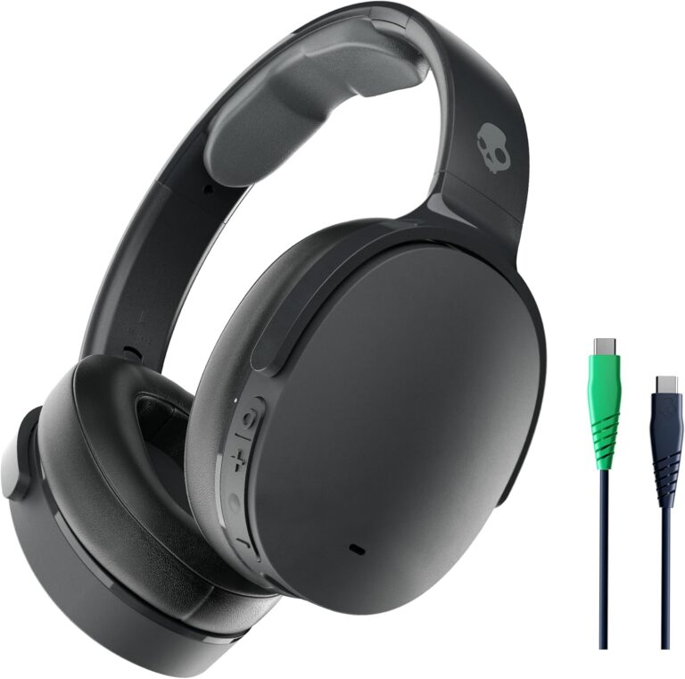 Skullcandy Hesh ANC Wireless Over-Ear Bluetooth Headphones with Charging Cable, Active Noise Cancelling, Up to 22 Hrs Battery, Foldable Lightweight Design, Microphone for iPhone Android – True Black