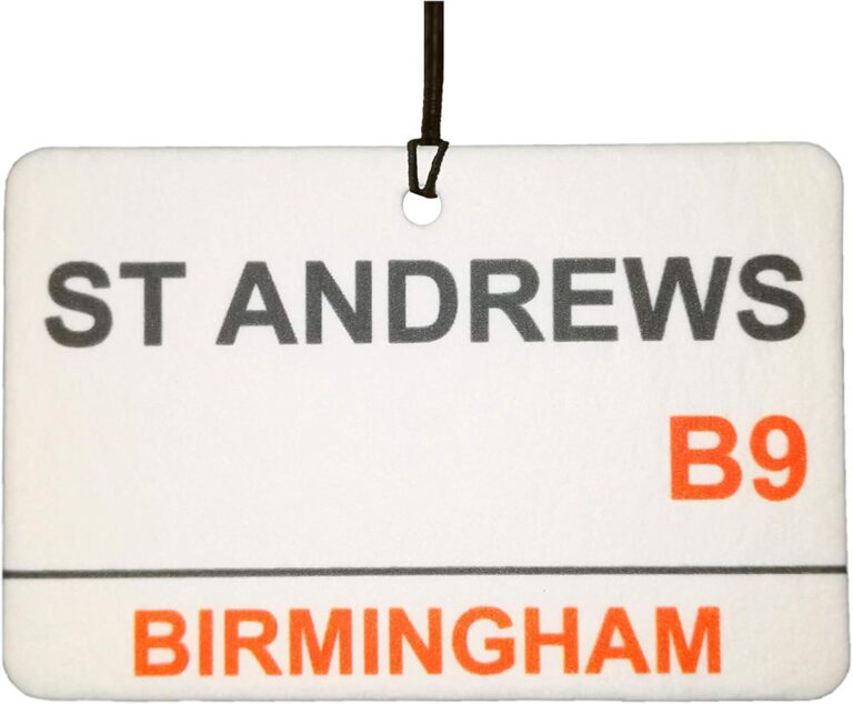 Birmingham City/St Andrews Street Sign Car Air Freshener (Fun Birthday/Xmas Christmas Stocking Filler/Secret Santa/Novelty Scented Gift)