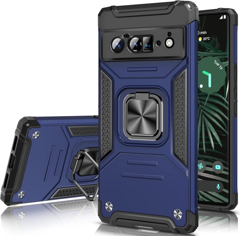 Honeyview ShockProof Case for Google Pixel 6 Pro 5G with Ring Kickstand, Bumper Armour Phone Cover for Google Pixel 6 Pro 5G – Blue