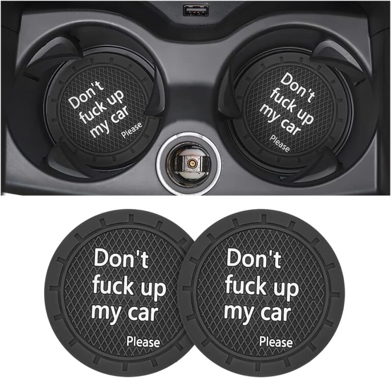 8sanlione Cup Holder Coasters, 2.75 Inch Non-Slip PVC Insert Coaster, Anti-Scratch Auto Cup Mats for Women Men, Vehicle Interior Accessories Universal for Car, SUV, Truck (D Black/2PCS), 2 Pack
