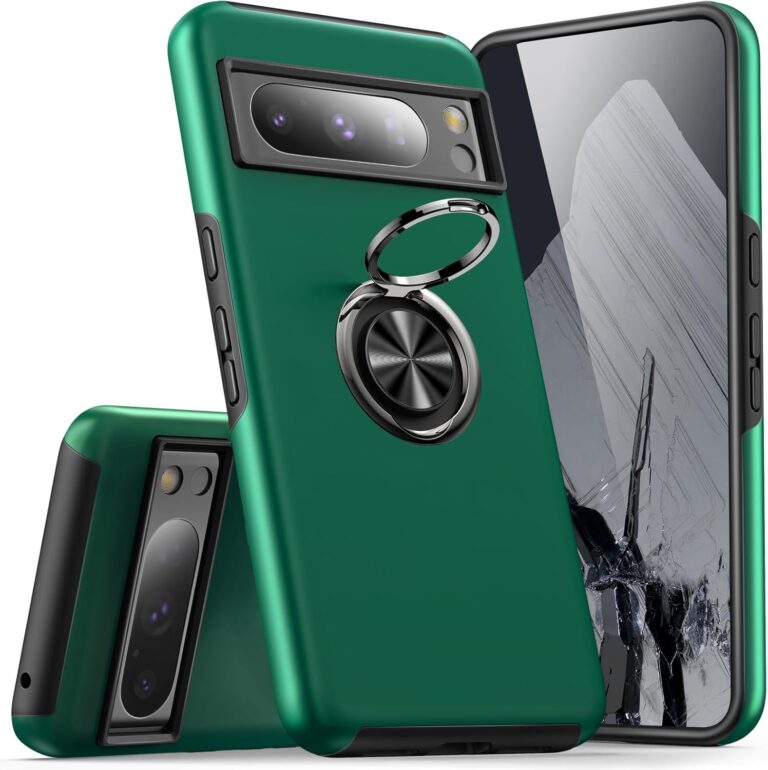 KRAFTCARE for Google Pixel 8 Pro Case with Kickstand Ring, Upgrade Shockproof and Anti Scratch 360° Magnetic Ring Holder Stand Protective Phone Case Cover for Google Pixel 8 Pro – Green