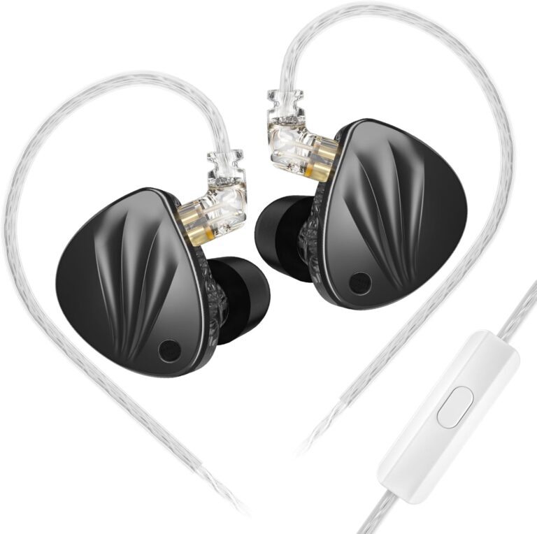 FEDAI KZ Krila in-Ear Monitors Headphones HiFi 1DD+1BA 4-Speed Switch Adjusting IEM Tunable Version Wired Earbuds 0.75mm 2pin Detachable Cable for Audiophile Musician Singer（Black,with Mic