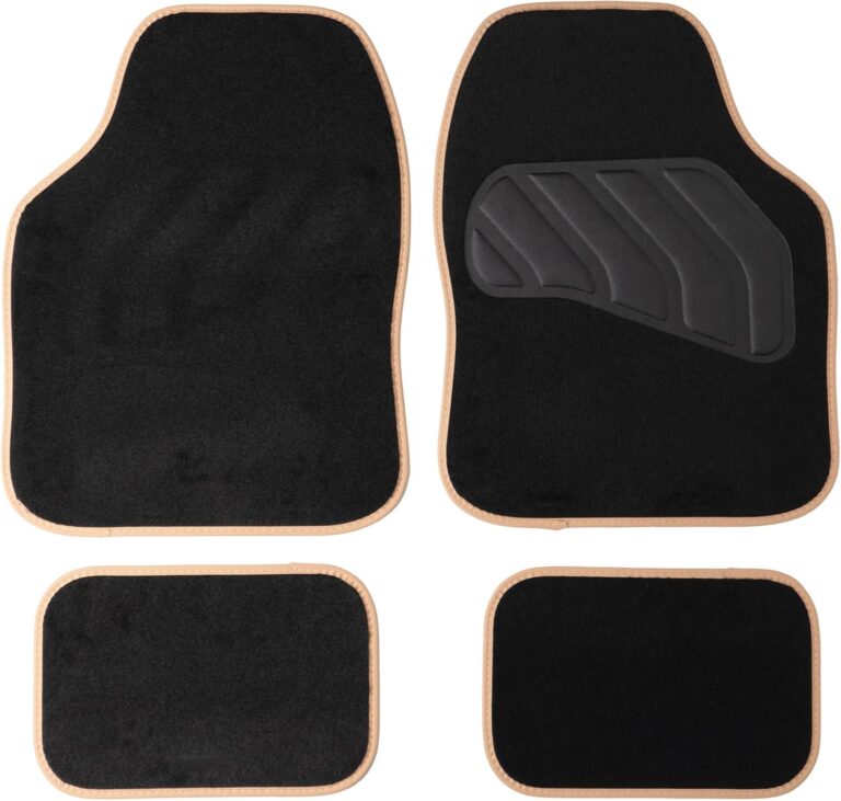 Sakura Car Carpet Mats, Beige, Pastel, Set of 4