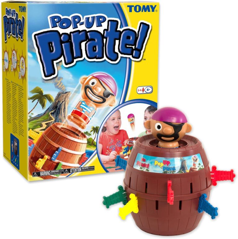TOMY Pop Up Pirate Classic Children’s Action Board Game for Age 4+, Family and Preschool Kids Game, Packaging may vary, Wood – Choc Brown