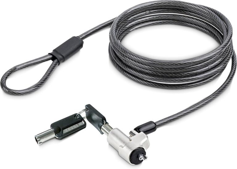 StarTech.com Laptop Cable Lock Compatible With Noble Wedge; 6Ft (2m), Anti-Theft Keyed Lock, Security Cable for Dell XPS/Latitude/2-in-1 Notebooks, Steel Cable Lock For Laptop (NBLWK-LAPTOP-LOCK)
