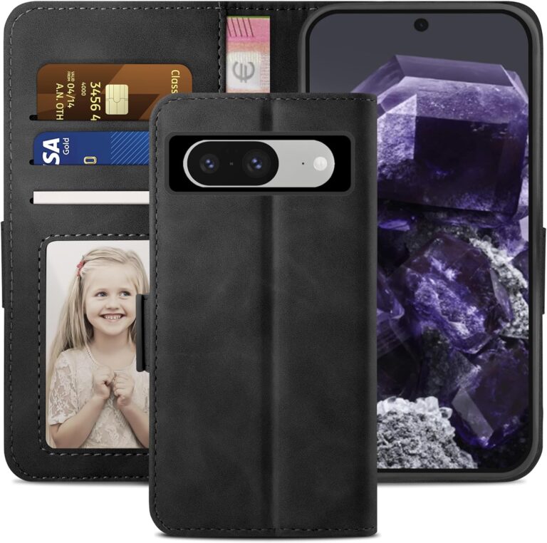 YATWIN for Google Pixel 8 Case, Flip Wallet Leather Case with Card Slot and Shockproof Function Kickstand Phone Cases Cover for Google Pixel 8 – Black