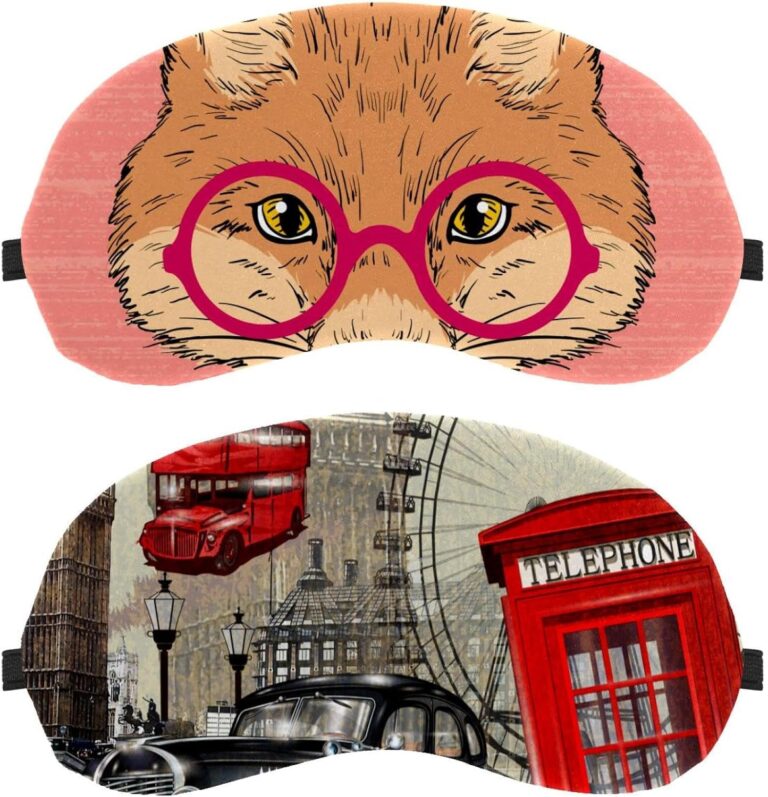 2 Packs Eye Mask Retro UK Car Box Bus Big Ben London, Sleep Mask for Side Sleeper, Soft Sleeping Eye Mask for Women Men, Complete Light Blocking, Zero Pressure Night Blindfold