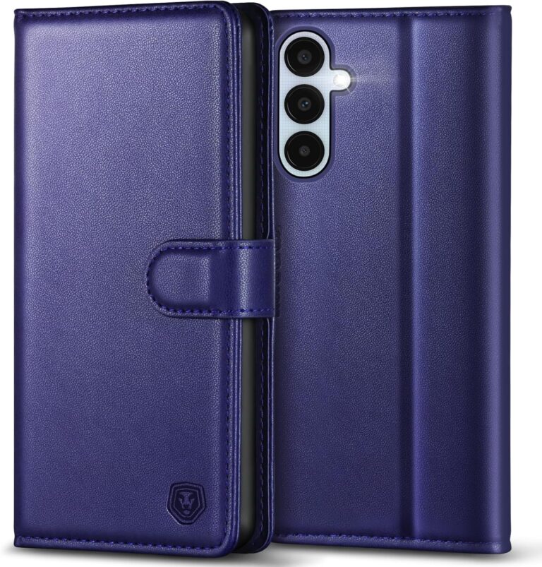 Kuafcase for Samsung A25 5G Case with 4 Card Slots Magnetic Closure Kickstand Shockproof Protective Phone Case for Samsung Galaxy A25 – Blue