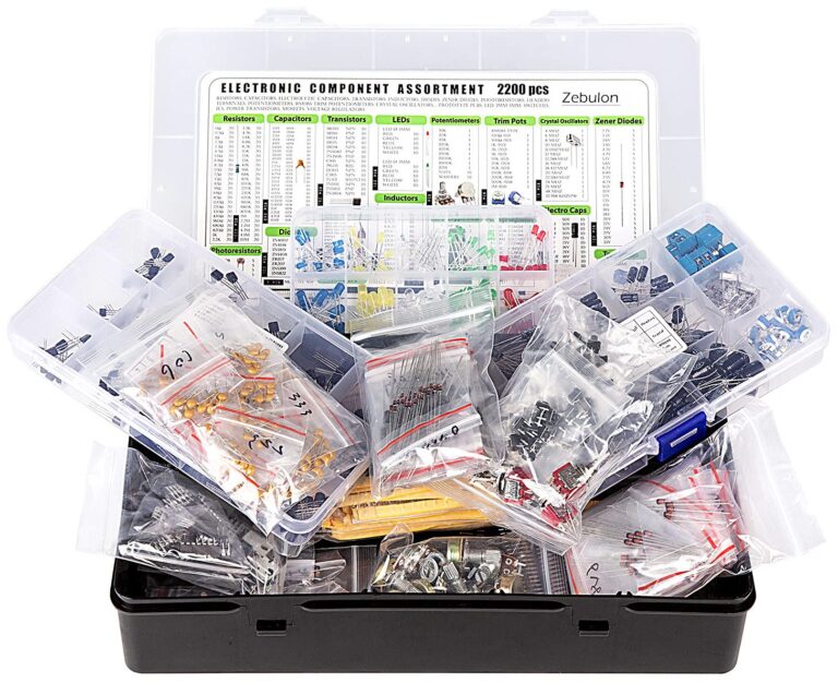 2200 pcs Electronic Component Assortment, Capacitors, Resistors, Transistors, Inductors, Diodes, Potentiometer, IC, LED, LDR, PCB etc.