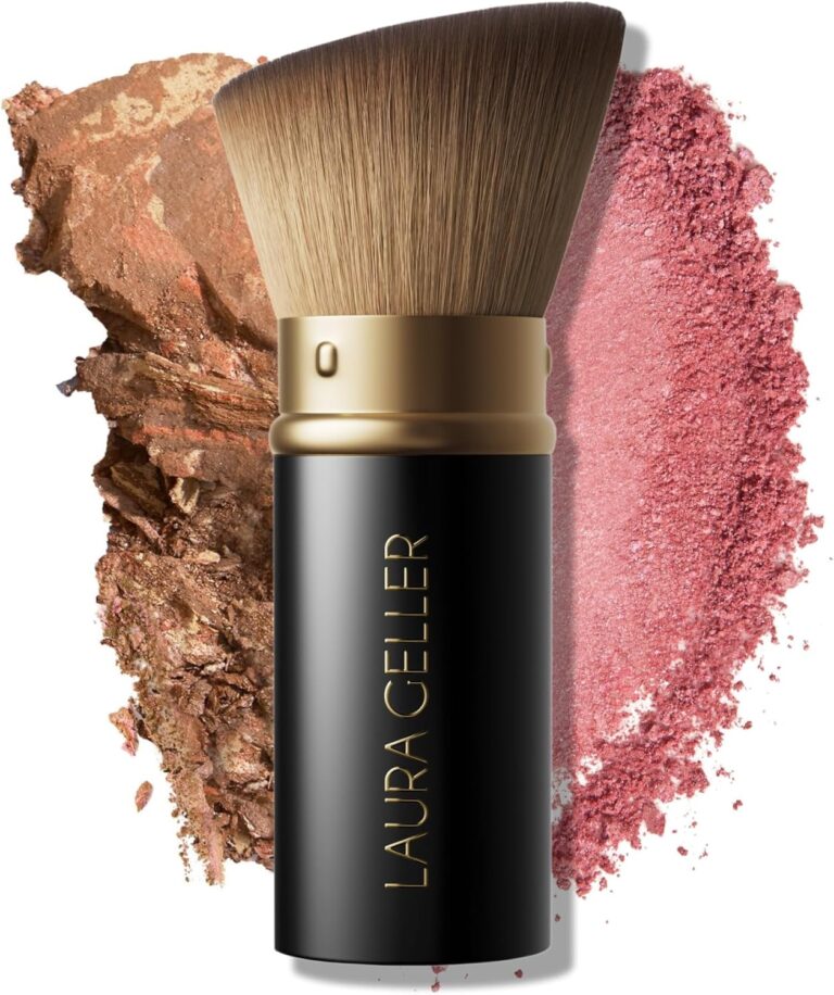 LAURA GELLER NEW YORK Retractable Black Kabuki Brush for Liquid, Cream and Powder Face Makeup With Aluminum Handle