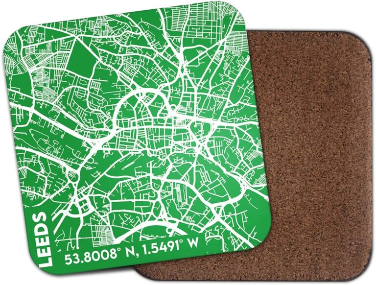 Square Single Coaster – Leeds City Map England Yorkshire Travel UK Gift #76984