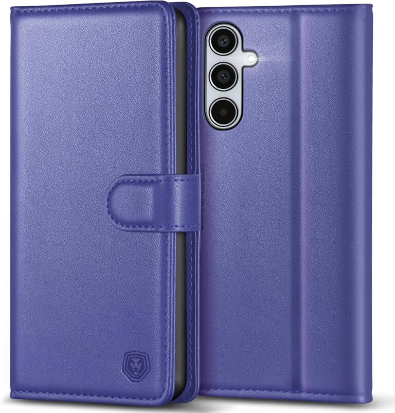 Kuafcase for Samsung Galaxy A35 5G Case with 4 Card Slots Magnetic Closure Kickstand Shockproof Protective Phone Case for Samsung Galaxy A35 – Light Blue