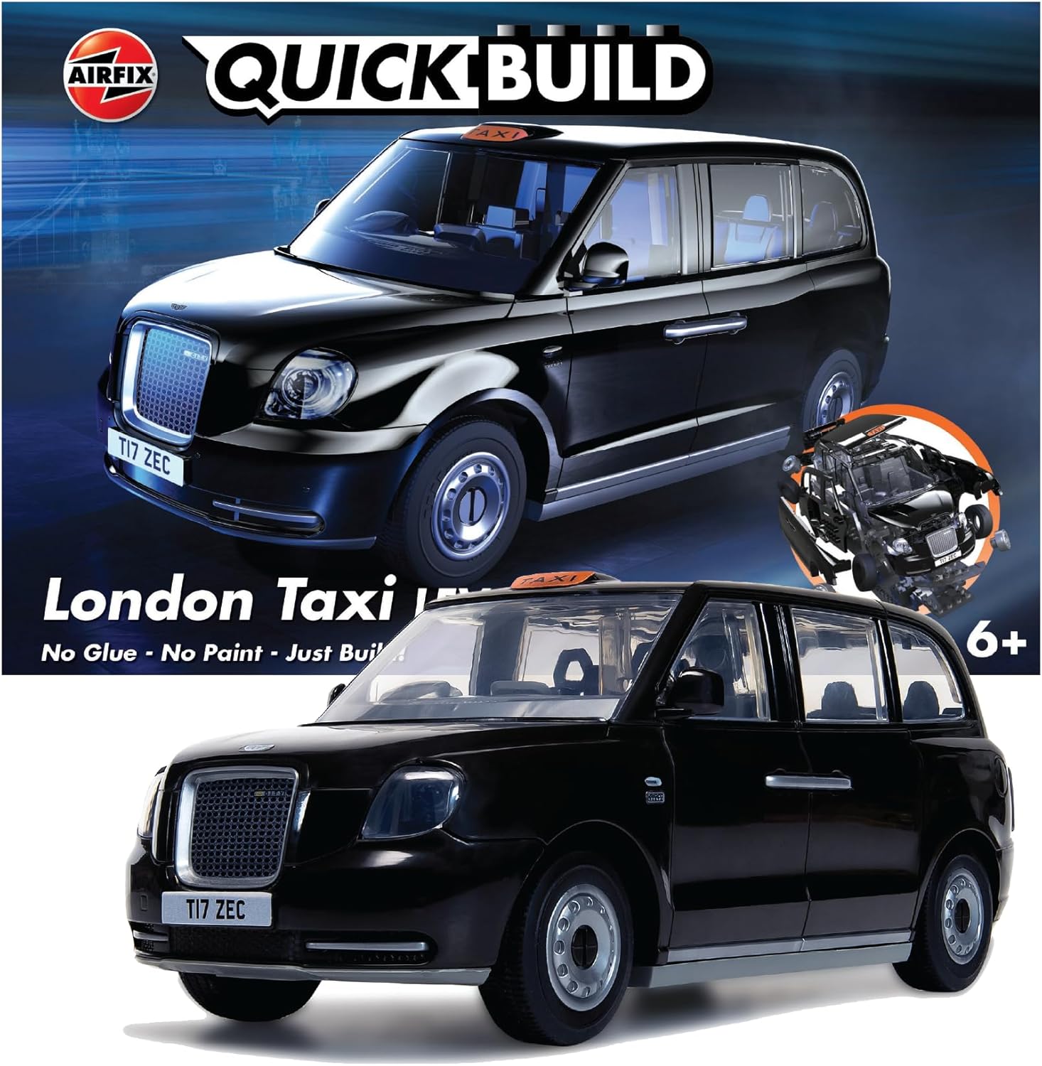 Airfix QUICKBUILD Model Car Kit – J6051 London Taxi Black Car Building Kit Age 6+ for Kids 6+, Construction Toys for Boys & Girls, No Glue Model Making – Classic Car Gifts Plastic Model Kits
