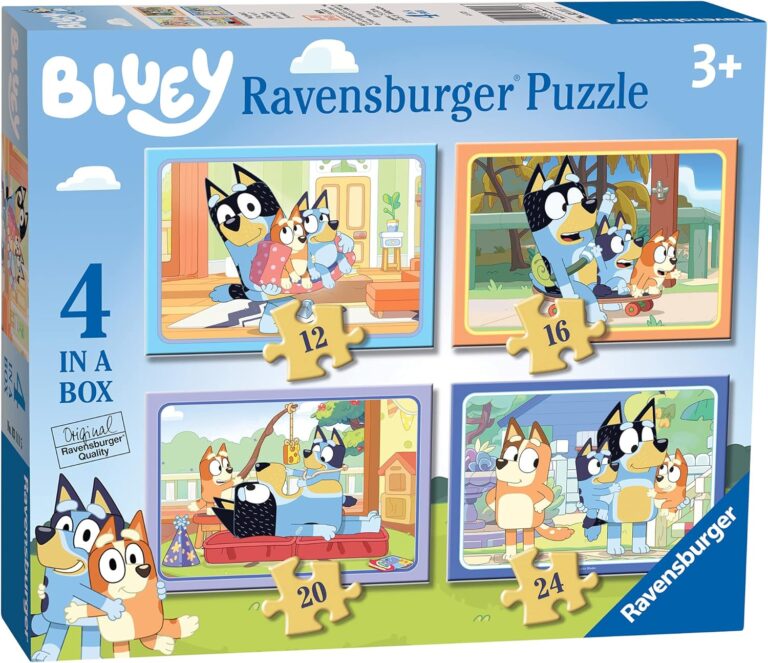 Ravensburger Bluey 4 in Box Jigsaw Puzzles for Kids Age 3 Years Up – 12, 16, 20 & 24 Pieces
