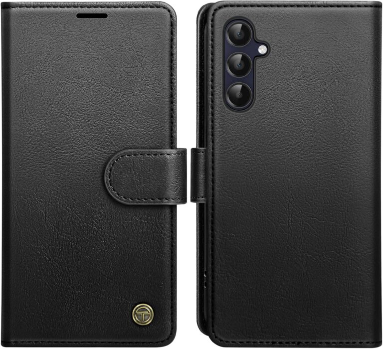 AIMOYU for Samsung Galaxy A15 5G Case, Flip Wallet Leather Phone Case with [4 Card Slots] [Kickstand] [RFID Blocking] Magnetic Protective Shockproof Cover for Samsung A15 Phone Case – Black