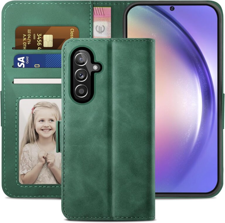 YATWIN for Samsung Galaxy A54 5G Case, Flip Wallet Leather Case with Card Slot and Shockproof Function Kickstand Phone Cases Cover for Samsung A54 – Deep Green