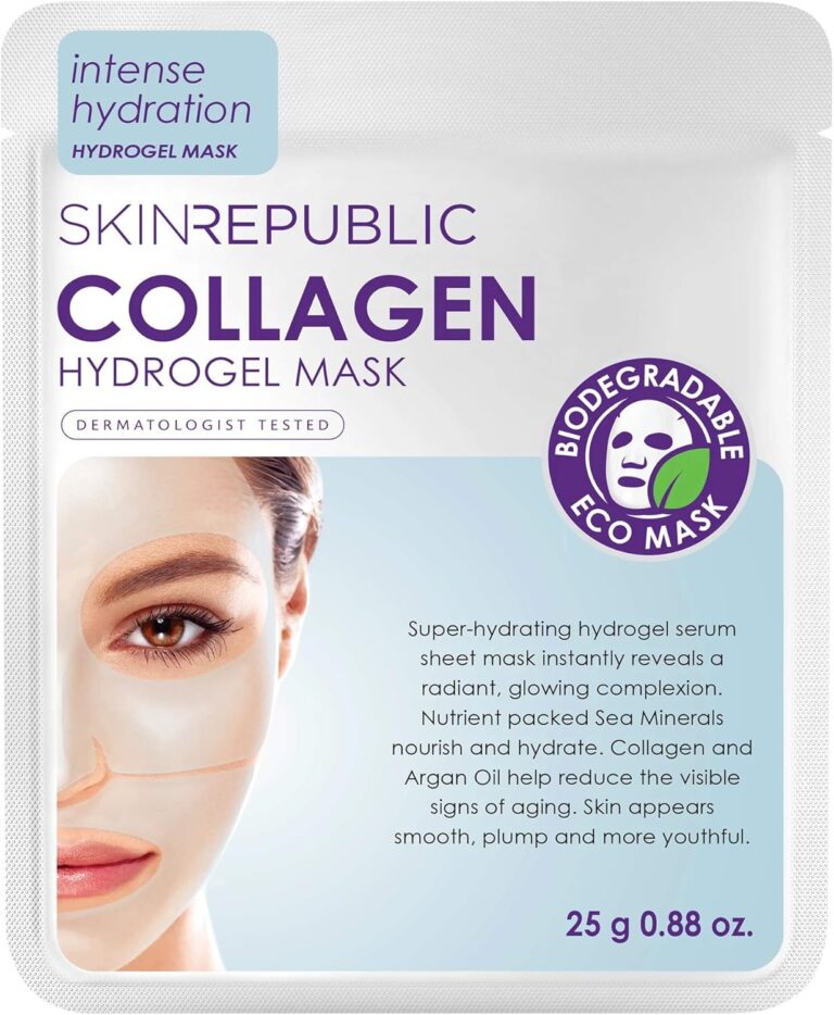 Skin Republic Collagen Infused Hydrogel Face Mask | Biodegradable | Reduces Signs of Aging | Provides Intense Hydration | For a Radiant, Younger-looking Skin | Made in Korea (Pack of 1)