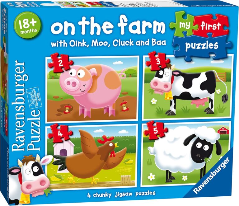 Ravensburger On The Farm, My First Jigsaw Puzzles (2, 3, 4 & 5 Piece) Educational Toys for Kids Age 18 Months and Up – Gifts for Toddlers