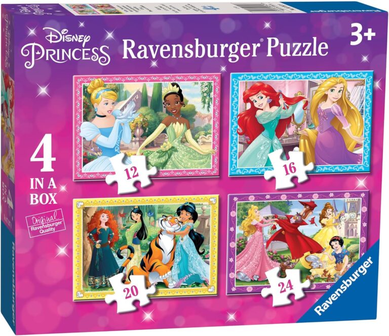 Ravensburger Disney Princess 4 in Box Jigsaw Puzzles for Kids Age 3 Years and Up – 12, 16, 20 & 24 Pieces