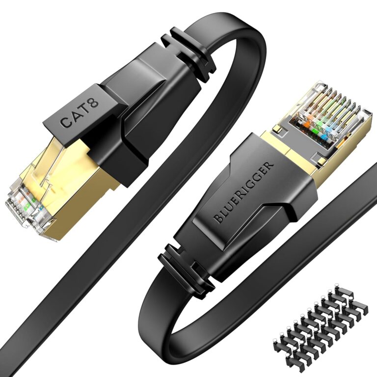 BlueRigger CAT8 Flat Ethernet Cable – 15M (40Gbps, 2000MHz, RJ45) CAT 8 High Speed Internet Network LAN Patch Cord – Compatible with Gaming Console, Router, Modem, PC