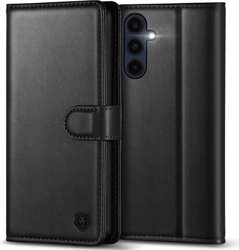 Kuafcase for Samsung A16 Case with 4 Card Slots Magnetic Closure Kickstand Shockproof Protective Phone Case for Samsung A16 – Black