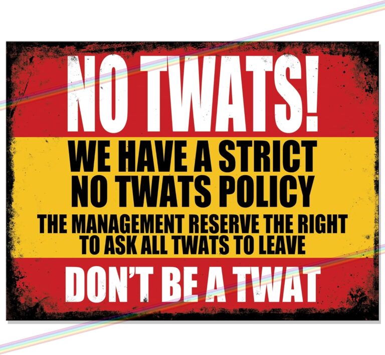 Strict No Twats Funny Metal Bar Signs Father’s Day Bar Accessories for Home Pub Indoor or Outdoor Garden Garage Vintage Retro Wall Plaque Man Cave Gift Vintage Retro Memorabilia UK 20cm x 15cm