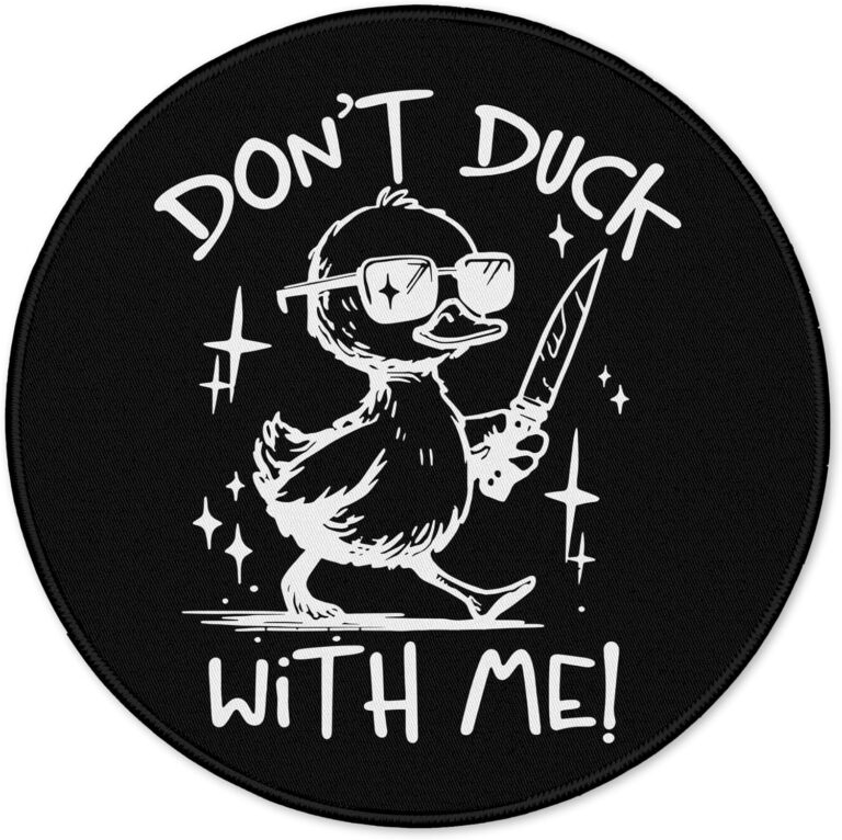 ZNGFON Funny Duck Round Gaming Mouse Pad, Small Round Black and White Don’t Duck with Me Mousepads for Desk Home Office Computers Laptop Accessories, Funny Gifts for Women Men, 7.9×7.9 Inch
