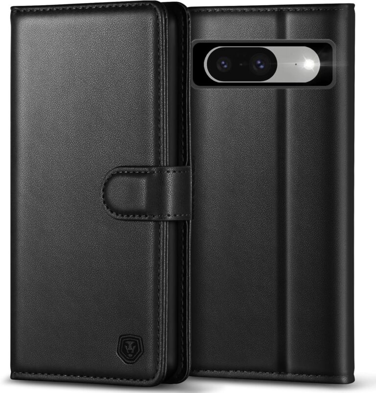 Kuafcase for Google Pixel 8 Case, 4 Card Slots Magnetic Closure Kickstand Shockproof Protective Phone Case for Google Pixel 8 – Black
