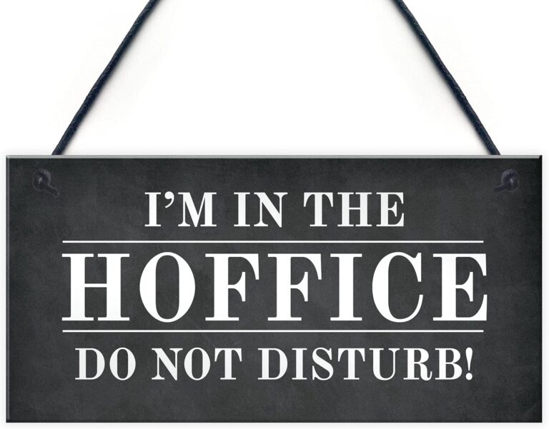 RED OCEAN Funny Office Door Sign Plaque, ‘I’M IN THE HOFFICE DO NOT DISTURB’, Black, PVC, 20 x 10 cm
