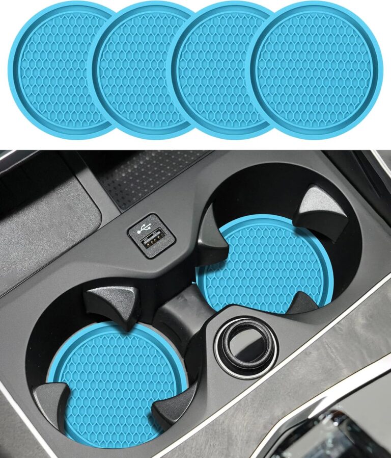 Flaconi 4PCS Car Coasters,Car Cup Holder Insert,Car Coasters for Cup Holders,Interior Car Accessories Car Cup Coaster,2.75″ Anti Slip Cup Mat for Women and Men,Fit for Most Cars Trucks SUVs (Blue)