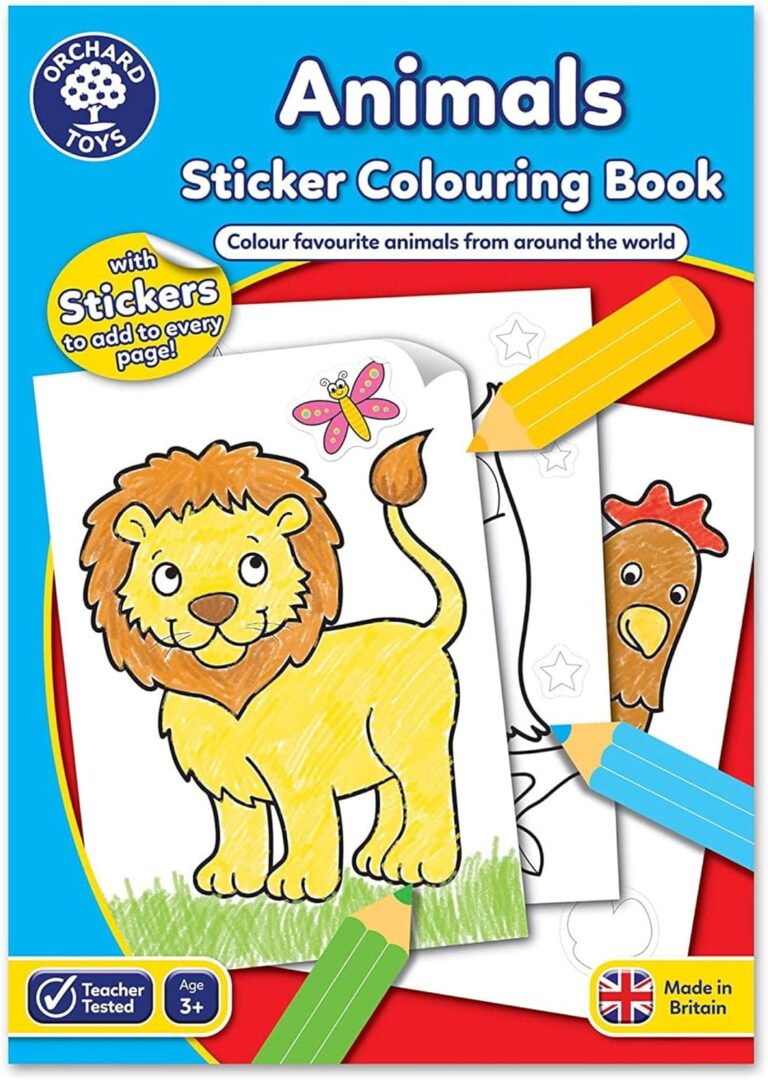 Orchard Toys Animals Colouring and Activity Book, Educational Activity Book for Preschoolers, For Kids Age 3+ , Ideal for Parties, A4