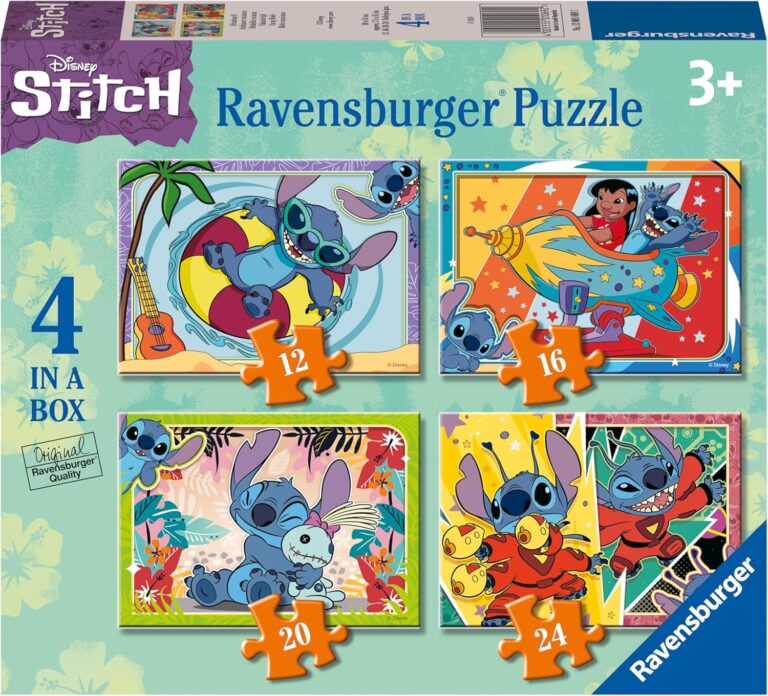 Ravensburger Disney Stitch Jigsaw Puzzles for Kids Age 3 Years Up – 4 in a Box (12, 16, 20, 24 Pieces) – Educational Toys and Games for Children