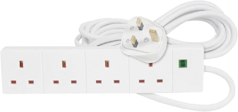 LUXFAB 1/2/4/6 Way Extension Lead – UK 3-Pin Plug Socket with 13A Fuse | 1m to 10m Cable | On/Off Switch & Power Light | Home, Office, Kitchen, Bedroom