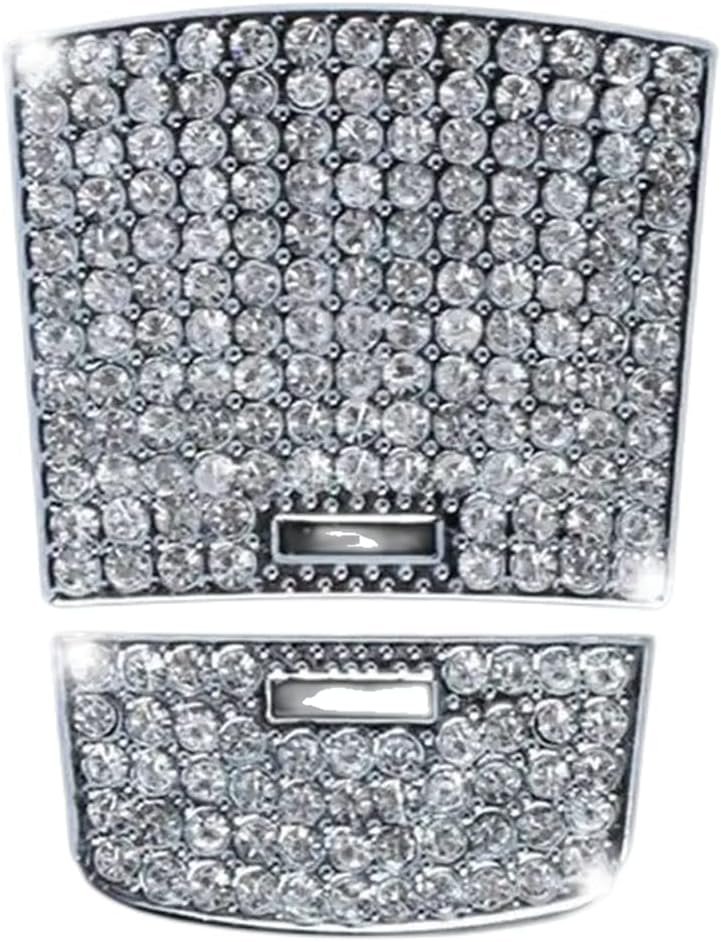 Car Interior Bling Accessories for BMW Bling Accessories 1/3/5 Series GT 7 Series X 3 X 4 X 5 X 6 Accessories Car Electronic Parking Button 3D Rhinestone Decal Cover (silver)