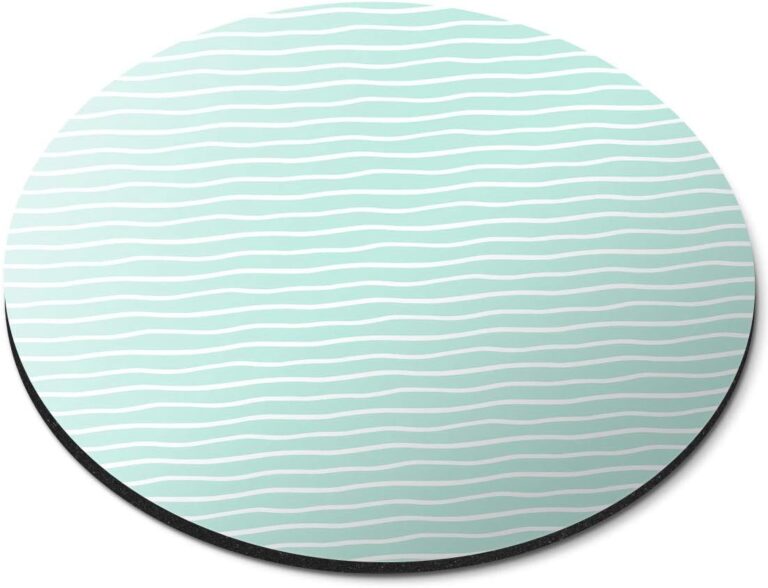 Destination Vinyl Ltd White & Mint Green Wave Pattern – Flexible Round 5mm Rubber Mouse Mat Pad Office Home Novelty Printed Desk Accessory 16704