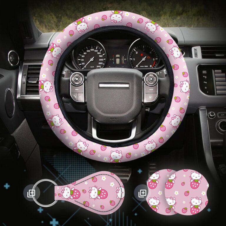 Pink Kitty Steering Wheel Cover, Kitty Cat Car Accessories,
