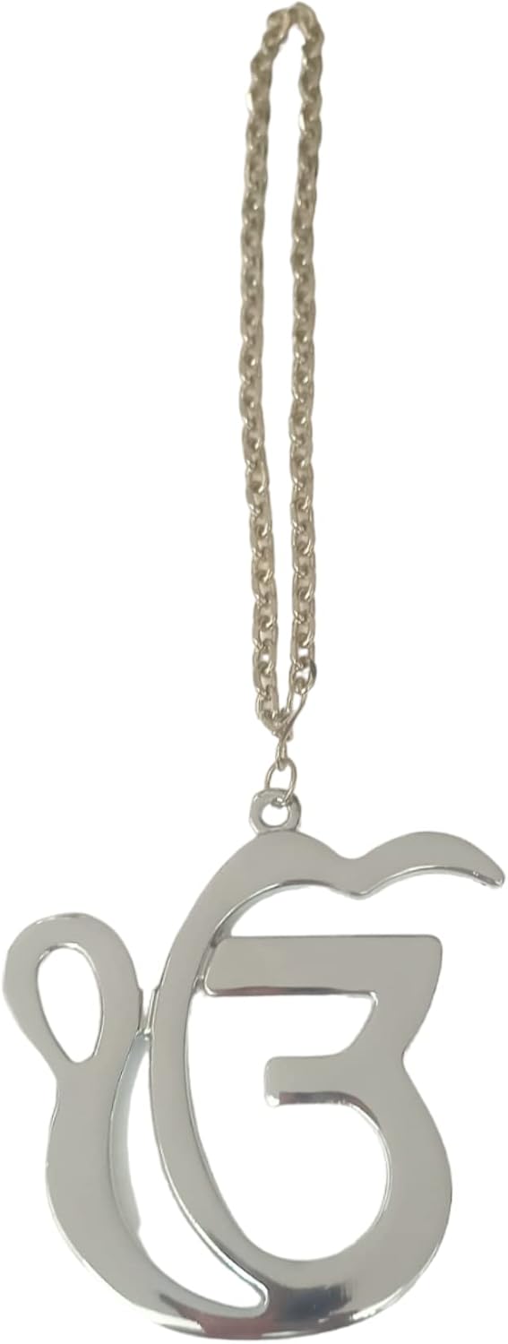 Sikh Ik Onkar Metal Car Hanging Show Peice – 24cm.(Metal, Silver).