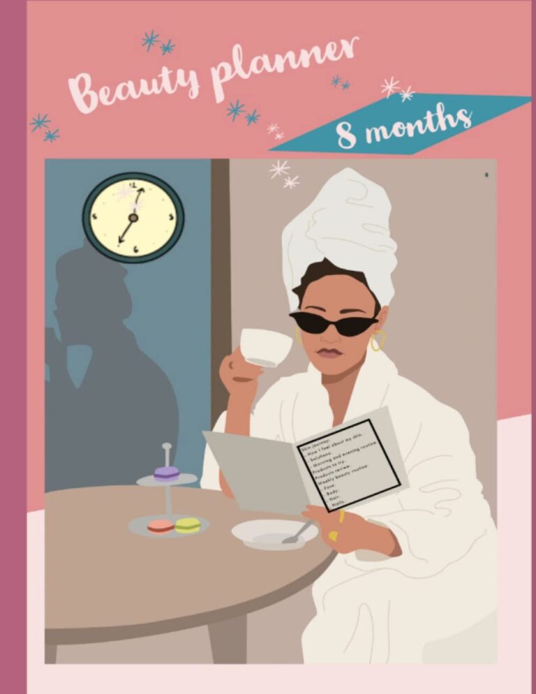 Beauty planner. 8 months: Skin journey: How I feel about my skin. Solutions. Morning and evening routine. Products to try. Products review. Weekly beauty routine: Face. Body. Hair. Nails.