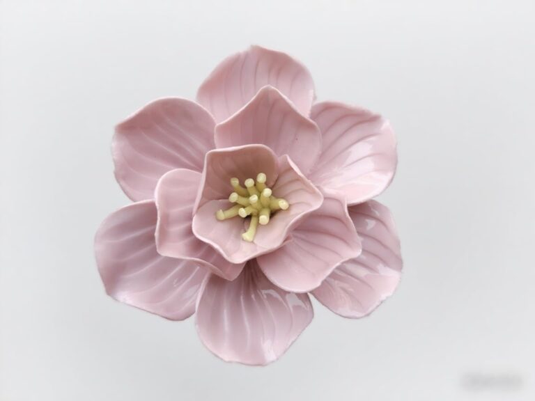 Dahlia, 3.54″ 3D Handmade Porcelain Flower Wall Art Decor, 3D Ceramic Flower Wall Decor, Handcrafted Flowers Wall Art Décor, Vintage-Inspired Ceramic Bouquets , Unique Gift for Home Office Decor (Pink