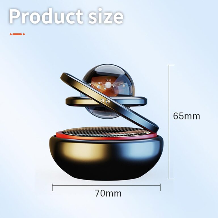 Kwak’s Car Air Freshener, Solar Power Aromatherapy Combines Suspension and Rotation Essential Oil Diffuser with Interstellar Double Ring, Tech Air Freshener(red)