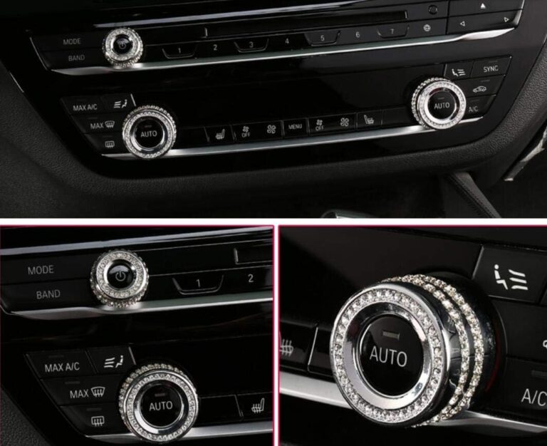 NIUHURU Car Interior Trim Bling Accessories fit for BMW X5 X6 2011-2017 Car Modification Accessories Women Rhinestone Crystal Decals Accessories (silver, Air conditioner knob cover 3pcs/set)