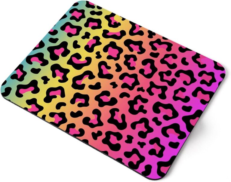 Destination Vinyl ltd Rainbow Coloured Leopard Print Pattern Flexible Rectangle 5mm Rubber Mouse Mat Pad Office Home Novelty Printed Desk Accessory #53341