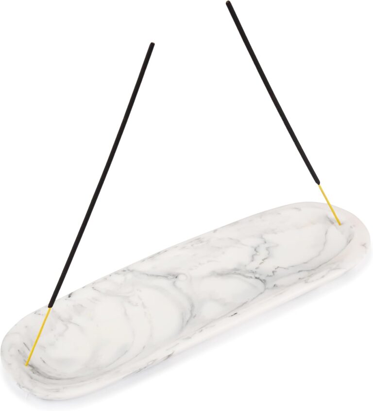 Ajuny Incense Holder for Sticks, Resin Incense Burner with Ash Catcher Yoga Meditation Accessories Spiritual Home Office Spa Hotel Fragrance Gift White and Black 10.5 Inch
