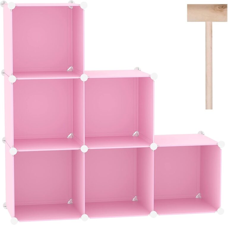 C&AHOME Cube Storage Organizer, 6-Cube Shelves Units, Closet Cabinet, DIY Plastic Modular Book Shelf, Ideal for Bedroom, Living Room, Office, 36.6″ L x 12.4″ W x 36.6″ H Pink UPCS06P