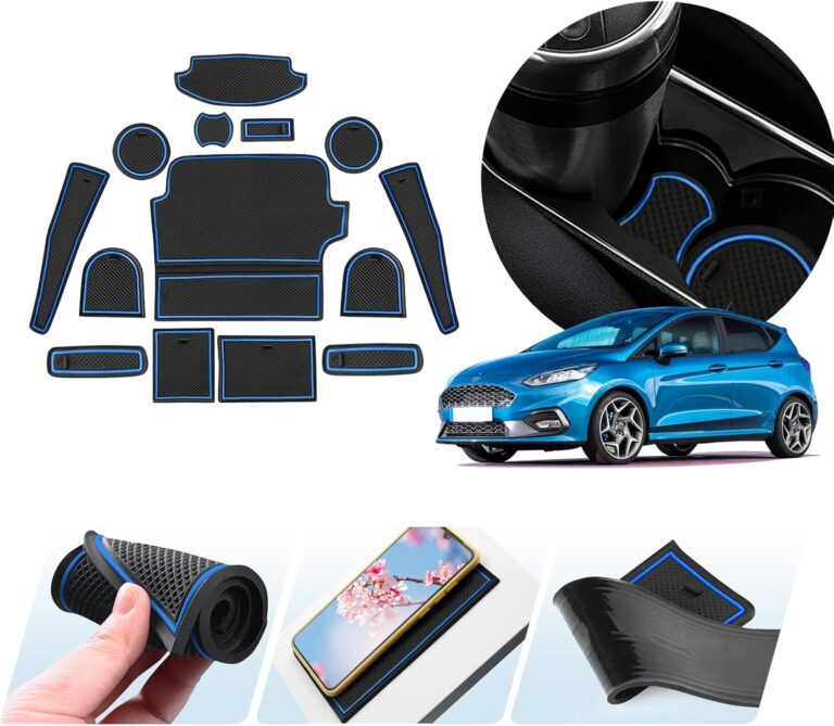 ZCLINKO Compatible with Ford Fiesta MK8 ST Line 2017-2023 UK Car Non-Slip Mats Centre Console Armrest Mats Cup Holder Door Seam Compatible with Kia Ceed Accessories (Blue)