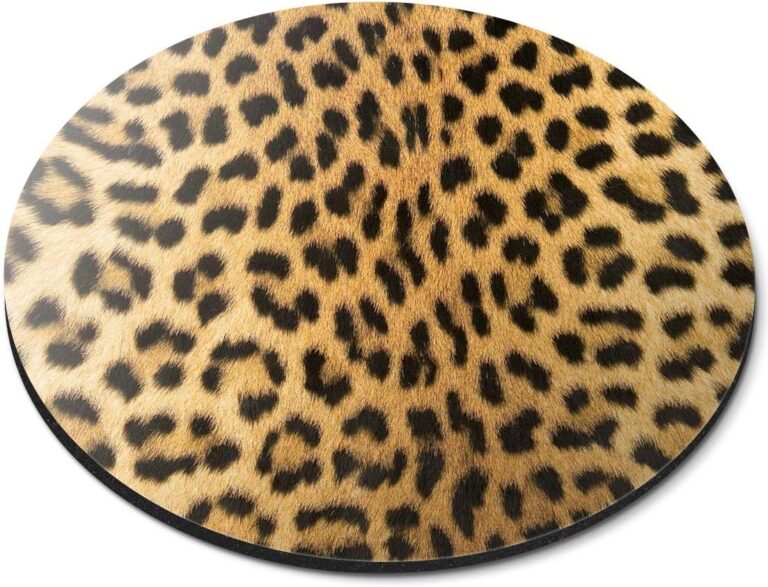 Destination Vinyl ltd Wild Animal Leopard Cat Fur Print – Flexible Round 5mm Rubber Mouse Mat Pad Office Home Novelty Printed Desk Accessory – 46429